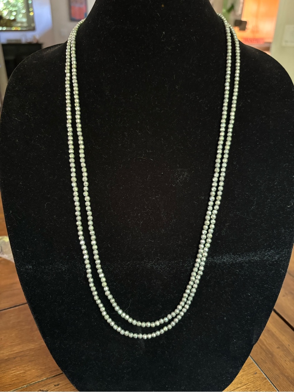 Lucky Brand Double-Strand Faceted Silver-tone Beaded Necklace